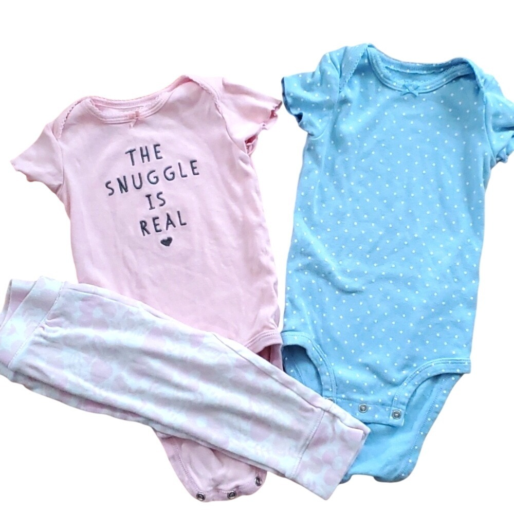 Carter's Girls Onesies Set and Cloud Island Pants Size 12M